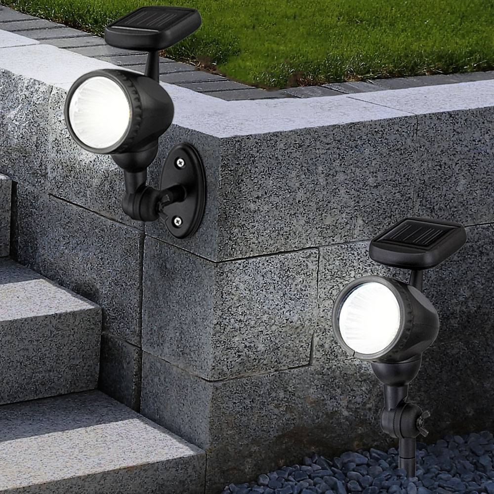Außenleuchte Solarlampe Solarleuchte Steckleuchte Lampe Garten, IP44 Erdspieß Akku beweglicher Spot, schwarz, 1x LED warmweiß, LxH 8,5x17cm