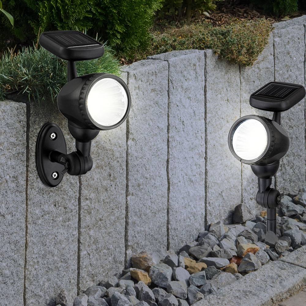 Außenleuchte Solarlampe Solarleuchte Steckleuchte Lampe Garten, IP44 Erdspieß Akku beweglicher Spot, schwarz, 1x LED warmweiß, LxH 8,5x17cm