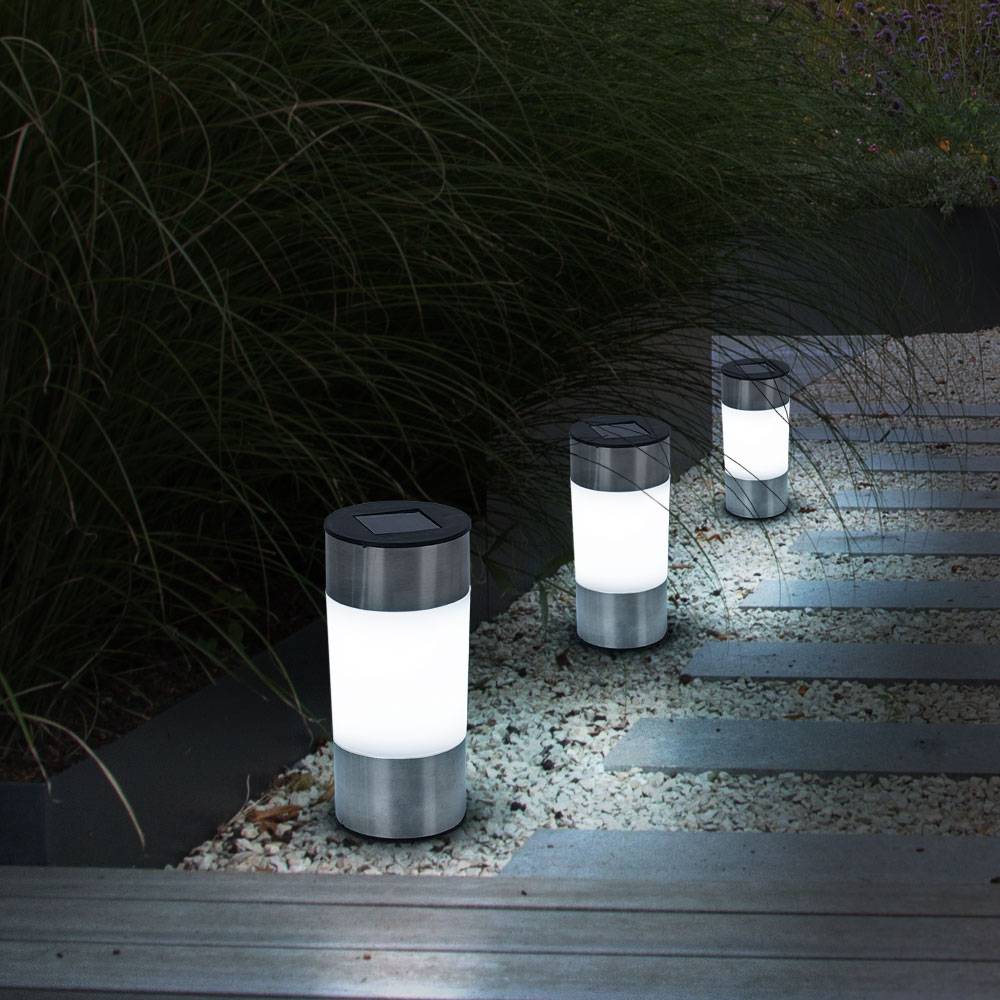 Solarleuchten Set Edelstahl Steckleuchten Außen Wegeleuchten Solarlampe Gartenleuchte, LED warmweiß, DxH 6,3x23,5 cm, 9er Set