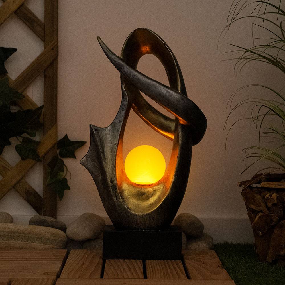 Solarleuchte Außenlampe Gartenleuchte Solarlampe Außenleuchte Terrasse, IP44 Spritzwasserfest Glas schwarz satiniert gold Feuereffekt Akku, 1x LED