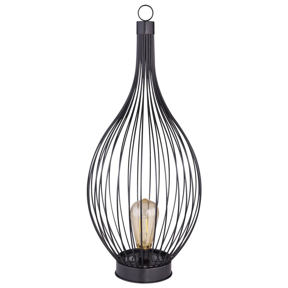 Solarleuchte Stehlampe Beistellleuchte Außenleuchte Terrassenlampe Balkon, IP44 Akku Metallstäbe gebogen schwarz amber, 1x LED warmweiß, DxH 25x57