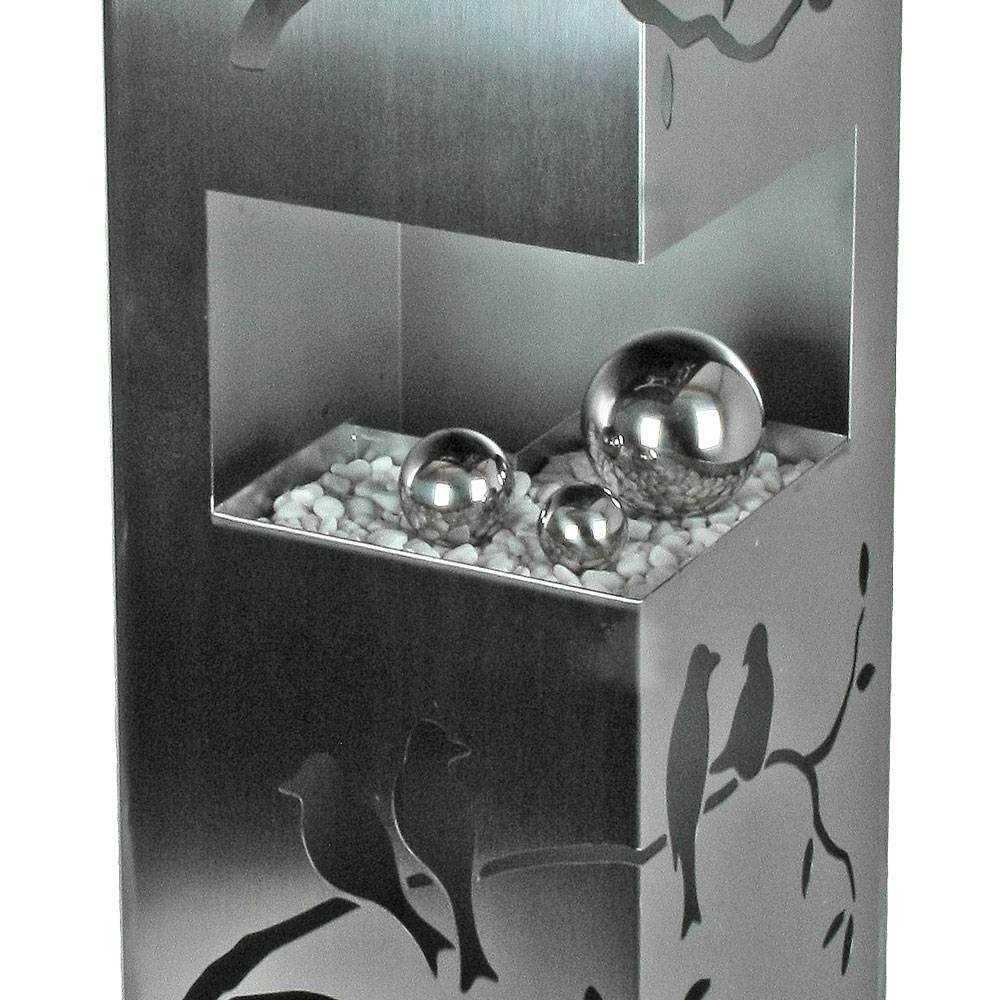 Solarleuchte Lampe Gartenlampe Außenleuchte Lampe Terrasse, Dekorkugeln Vögel auf Zweigen Motiv Dekorsteine, IP44, Edelstahl stahlfarben25x LED 3000