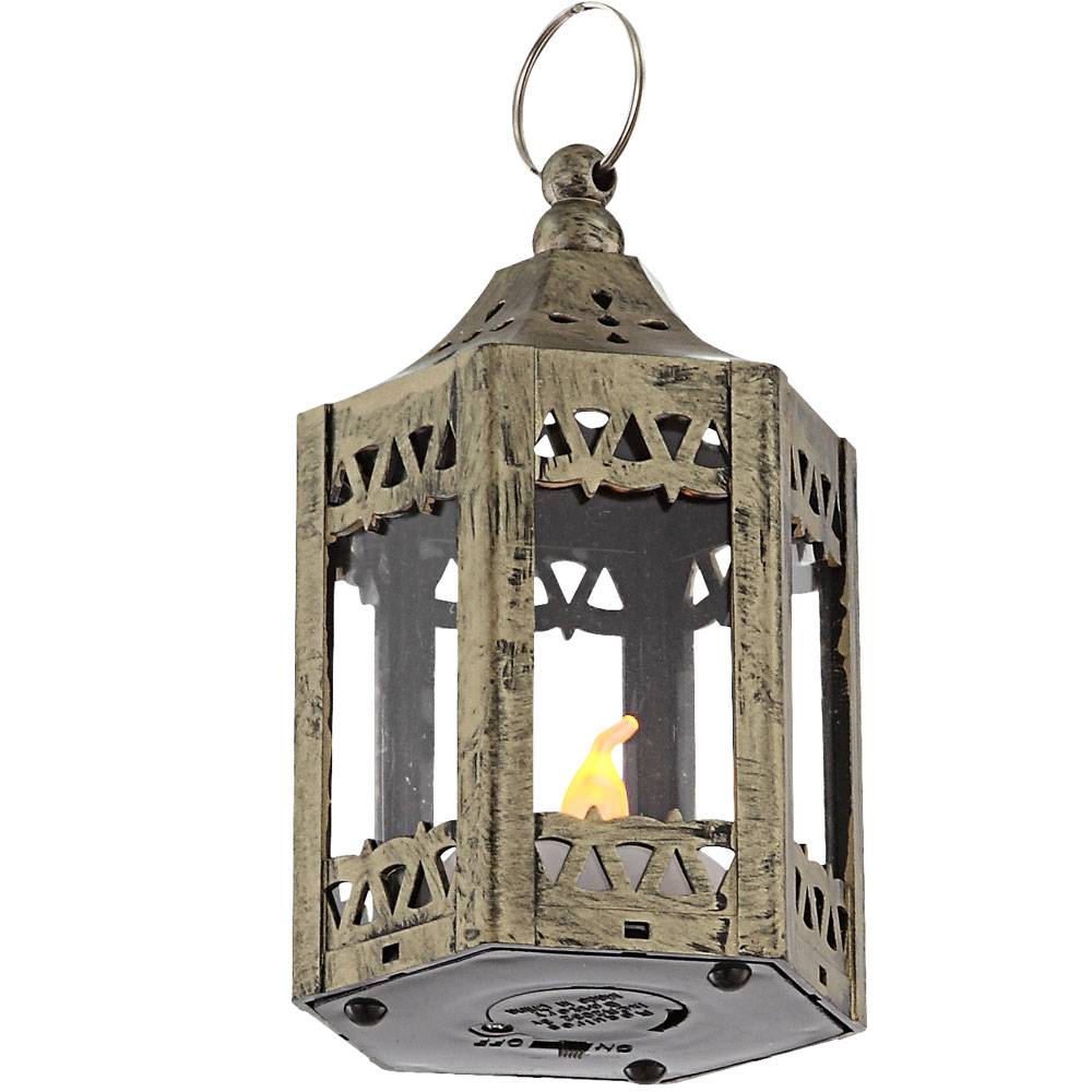 Tischleuchte Lampe Laterne Dekorleuchte Beistelllampe Wohnzimmer, altgoldfarben klar, 1x LED 0,2W 3000K, DxH 6,2x11 cm, 2er Set