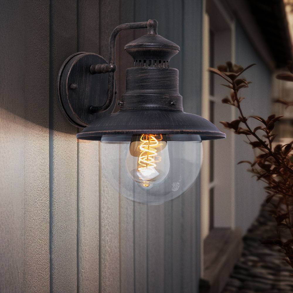 LED Wandleuchte Außenlampe Haustürlampe rostfarben Gartenlampe Fassadenleuchte, Stahl Glas, 7W 630lm warmweiß, BxH 21,5 x 27 cm