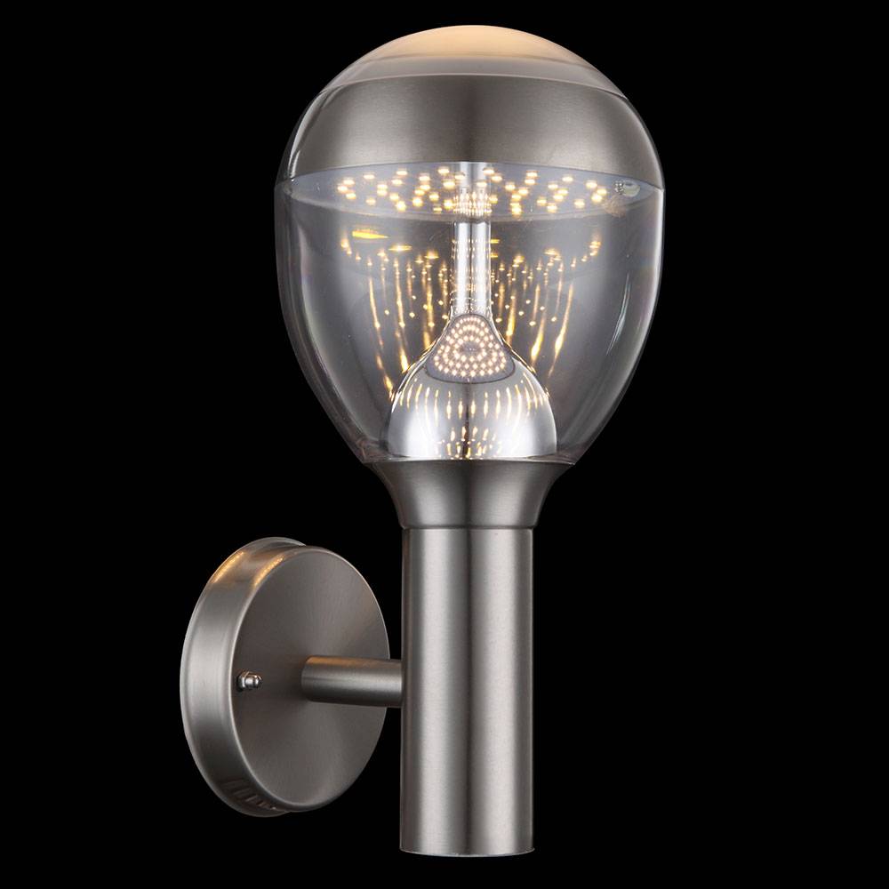 Außenwandleuchte LED Wandlampe Edelstahl Außenleuchte Hauswandleuchte, Kugel klar,11W 750lm 3000K, BxHxT 15x31,7x17,3 cm