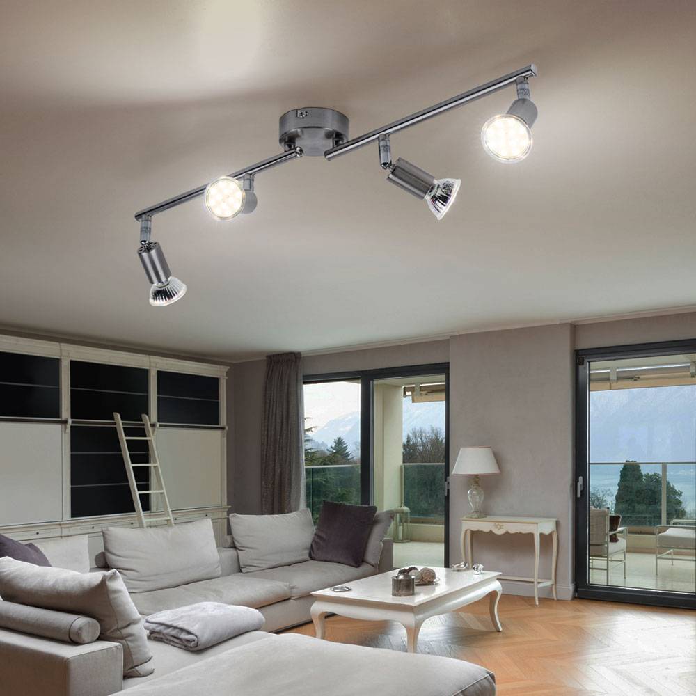 Spotleiste LED Deckenleuchte Wohnzimmer Deckenlampe 4 flammig, Metall silber, 4x 3W 4x 280lm warmweiß, L 60 cm