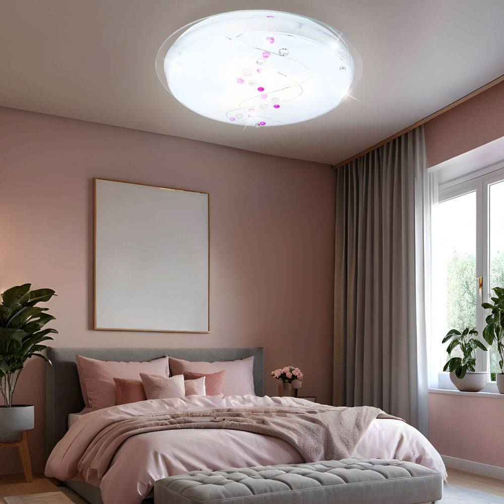 Deckenlampe Deckenleuchte Rundleuchte Rund Glas Chrom Lampe Licht