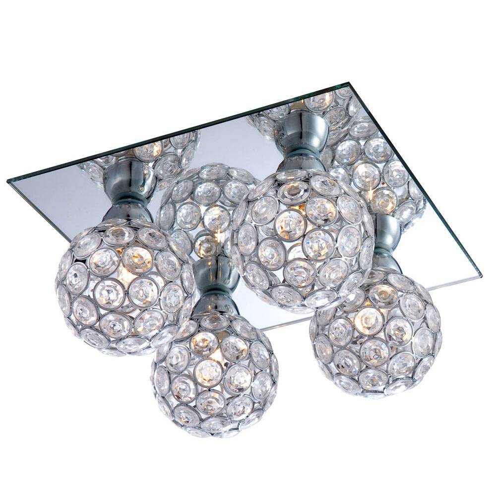 Decken Lampe Wohn Zimmer Spiegel Leuchte Kristall Kugel Spots im Set inkl. LED Leuchtmittel