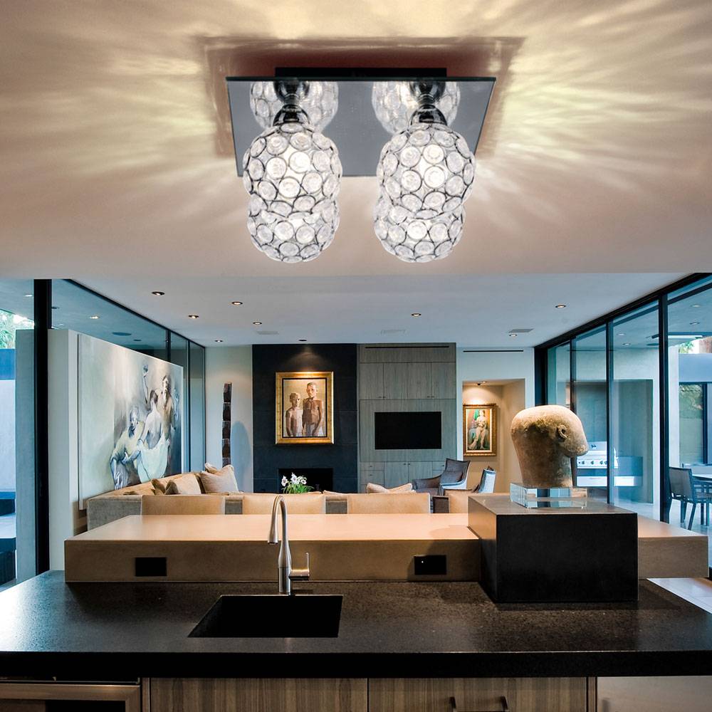 Decken Lampe Wohn Zimmer Spiegel Leuchte Kristall Kugel Spots im Set inkl. LED Leuchtmittel