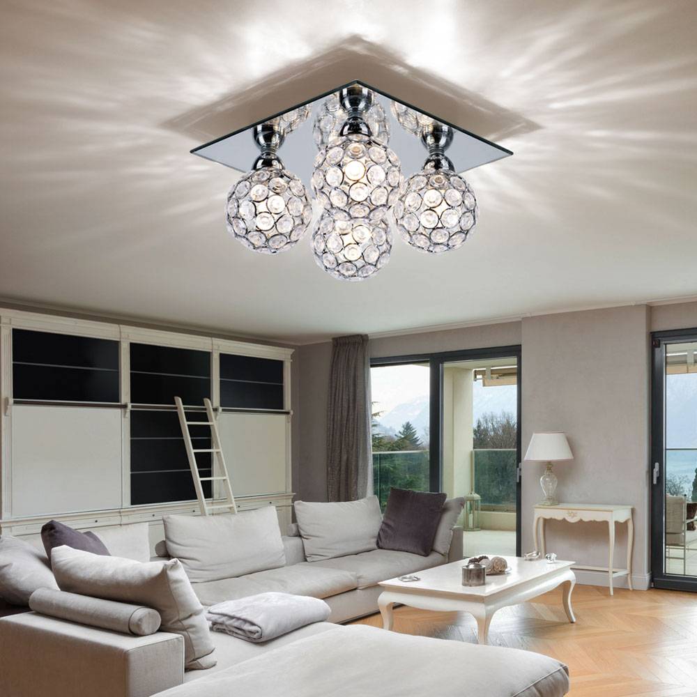 Decken Lampe Wohn Zimmer Spiegel Leuchte Kristall Kugel Spots im Set inkl. LED Leuchtmittel