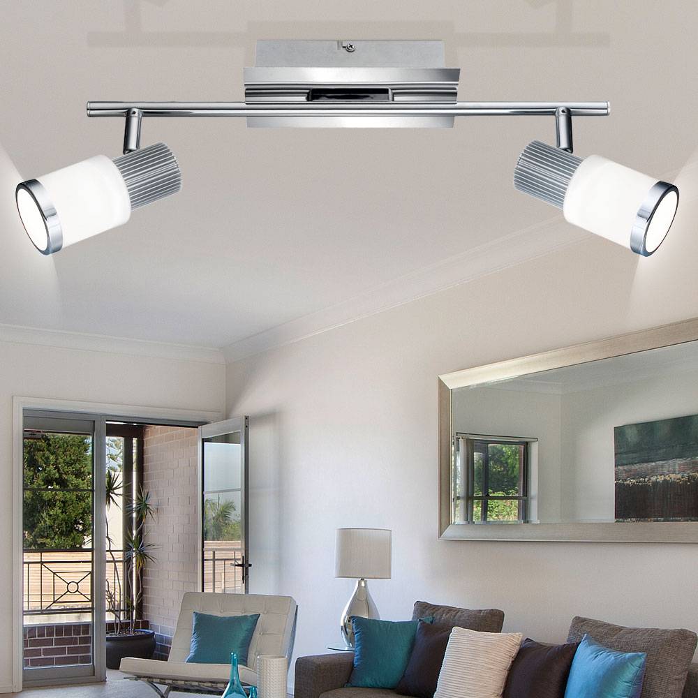 LED Decken Wand Spot Strahler Wohn Ess Schlaf Zimmer Lampe Chrom Nickel Glas Leuchte RIVIERA