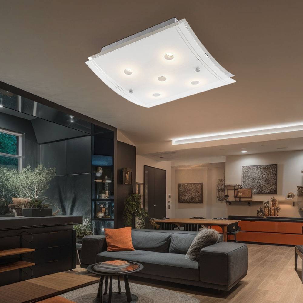 LED Deckenleuchte Deckenlampe Glas Chrom geschwungen L 28 cm Wohnzimmer Schlafzimmer Esszimmer