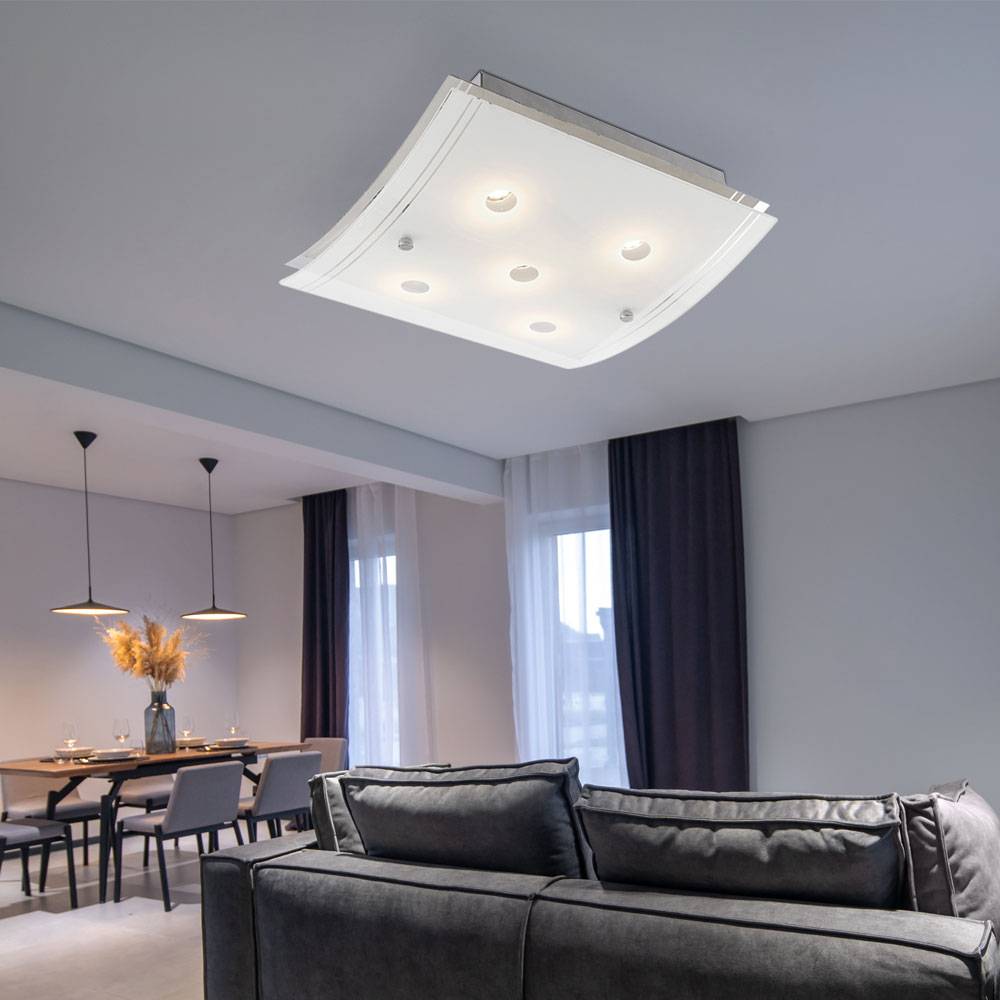 LED Deckenleuchte Deckenlampe Glas Chrom geschwungen L 28 cm Wohnzimmer Schlafzimmer Esszimmer