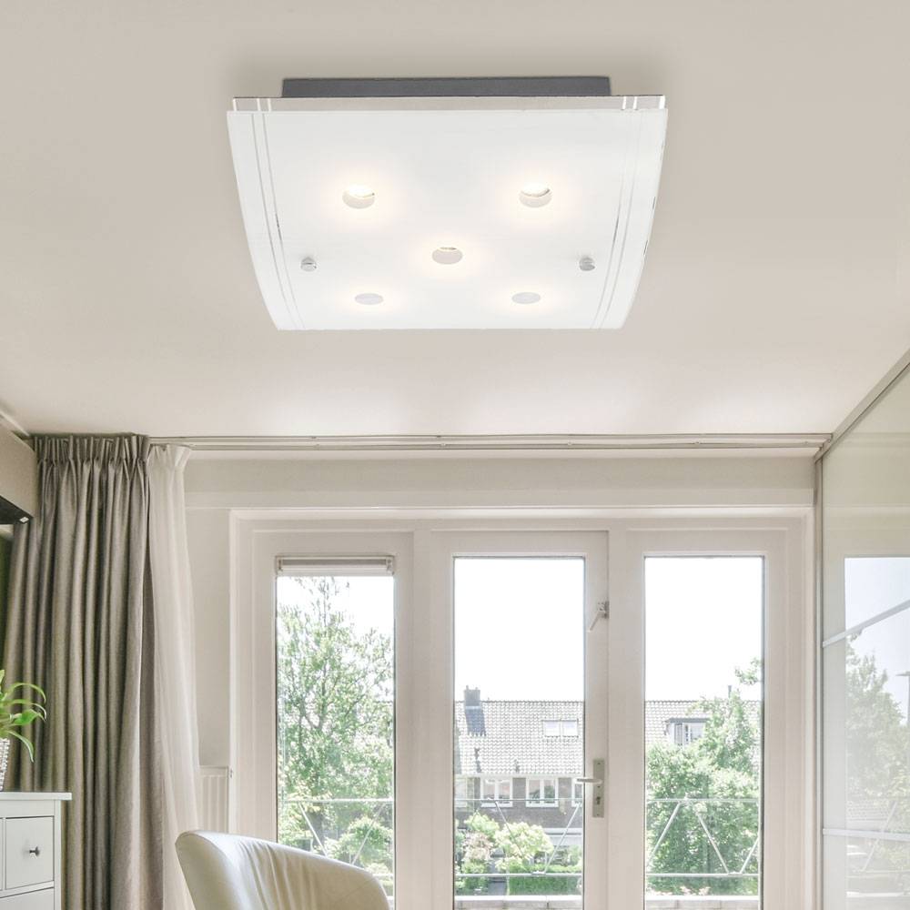 LED Deckenleuchte Deckenlampe Glas Chrom geschwungen L 28 cm Wohnzimmer Schlafzimmer Esszimmer