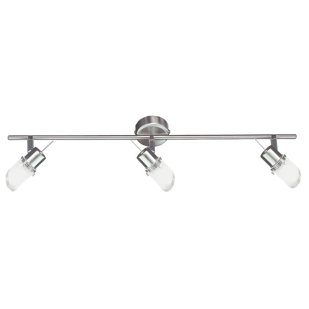 Deckenleuchte Deckenstrahler Spotleuchte Esszimmer Metallgeflecht Deckenlampen aus Glas, verstellbar, Metall silber, 3x G9 Fassung, LxBxH 60x7x14 cm