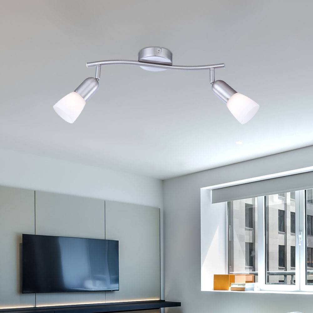 Wand Decken Spot Lampe Leuchte Metall Nickel Matt Glas Weiß Schlaf Zimmer Flur