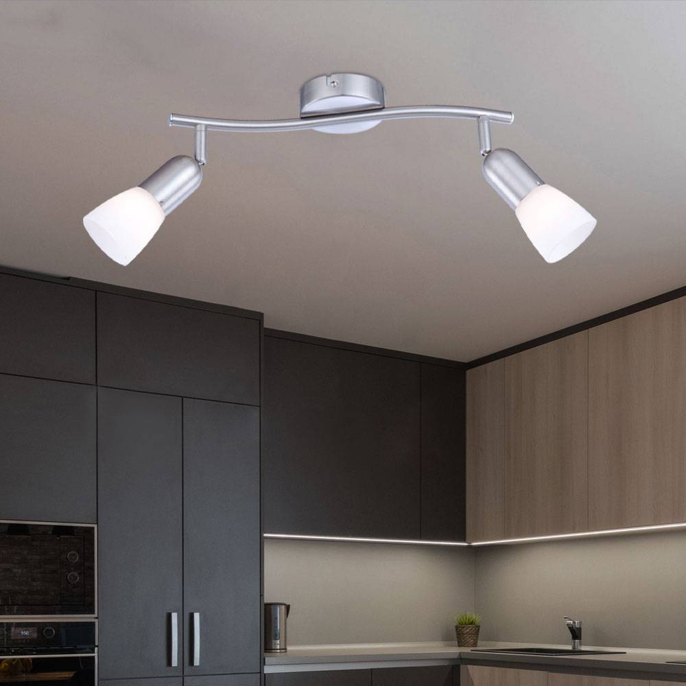 Wand Decken Spot Lampe Leuchte Metall Nickel Matt Glas Weiß Schlaf Zimmer Flur