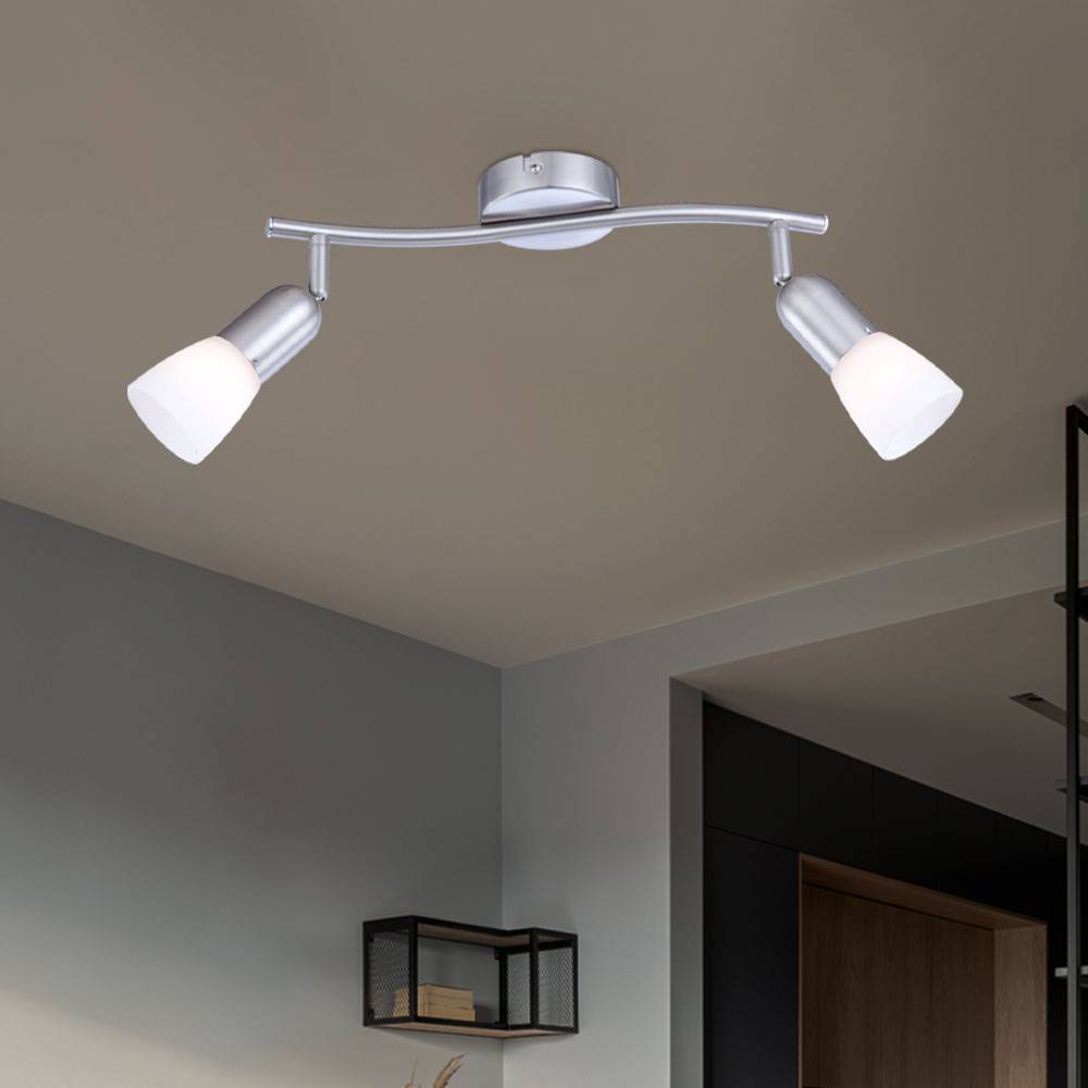 Wand Decken Spot Lampe Leuchte Metall Nickel Matt Glas Weiß Schlaf Zimmer Flur