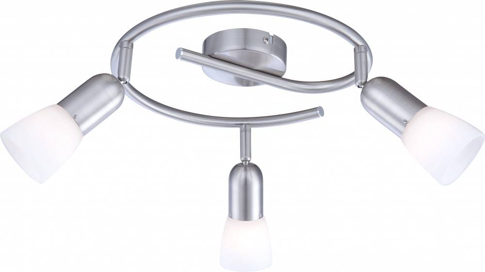 Decken Lampe Leuchte Metall Nickel Matt Weiß Spots Beweglich Wohn Schlaf Zimmer