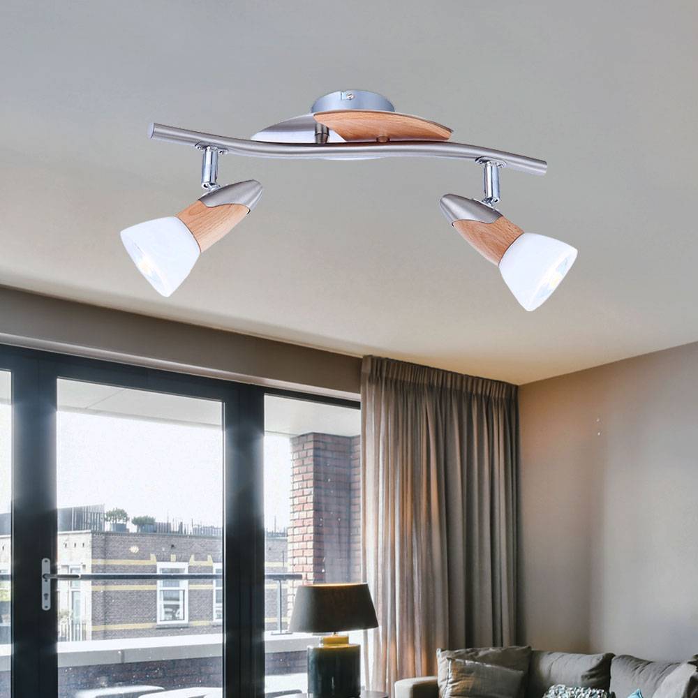 Decken Strahler Holz Leuchte Wohn Zimmer Beleuchtung Glas Spot Lampe beweglich