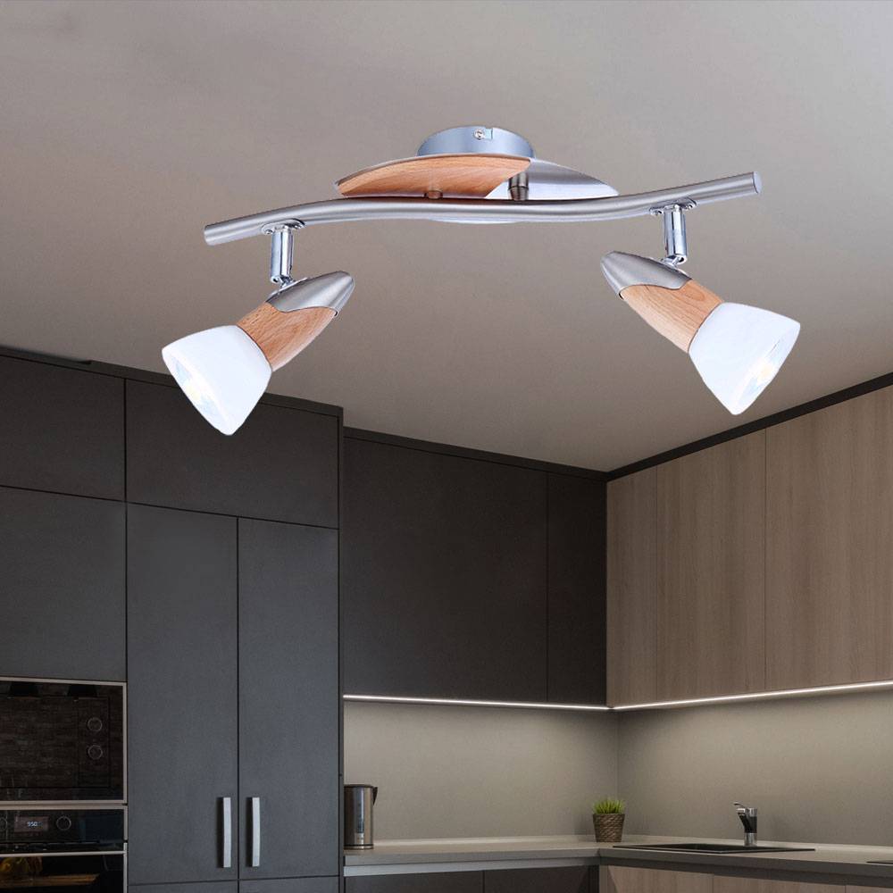 Decken Strahler Holz Leuchte Wohn Zimmer Beleuchtung Glas Spot Lampe beweglich