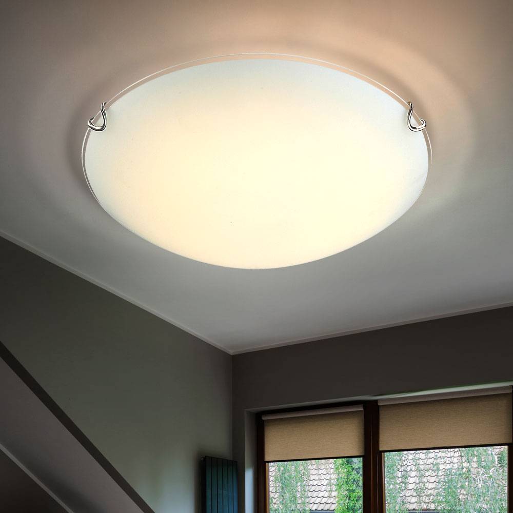 LED Decken Lampe Leuchte Metall Weiß Glas Opal Wohn Ess Schlaf Zimmer Küche Flur