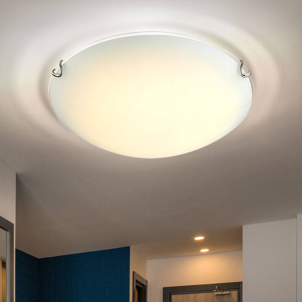 LED Decken Lampe Leuchte Metall Weiß Glas Opal Wohn Ess Schlaf Zimmer Küche Flur