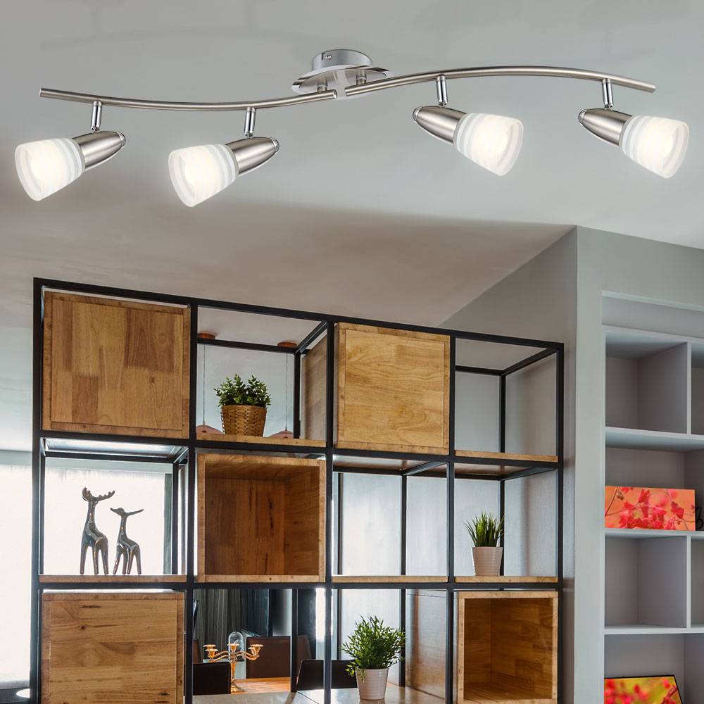 LED Decken Lampe Leuchte Nickel Matt Chrom Glas Spot Beweglich Schlaf Zimmer