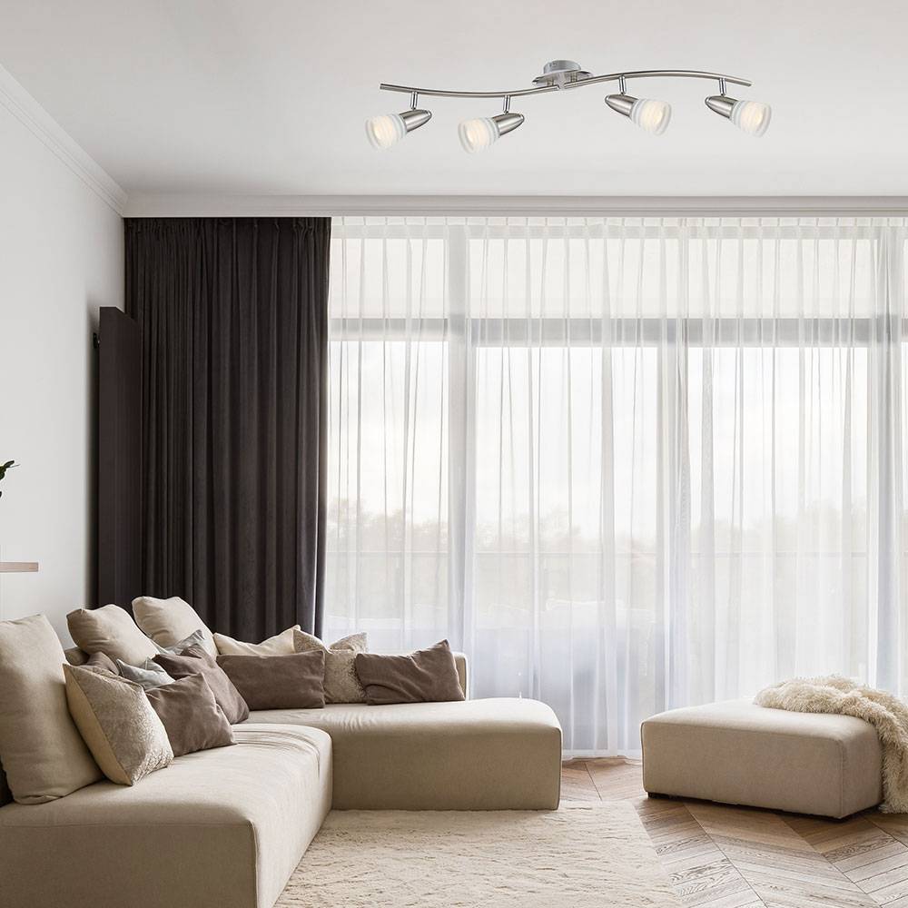 LED Decken Lampe Leuchte Nickel Matt Chrom Glas Spot Beweglich Schlaf Zimmer