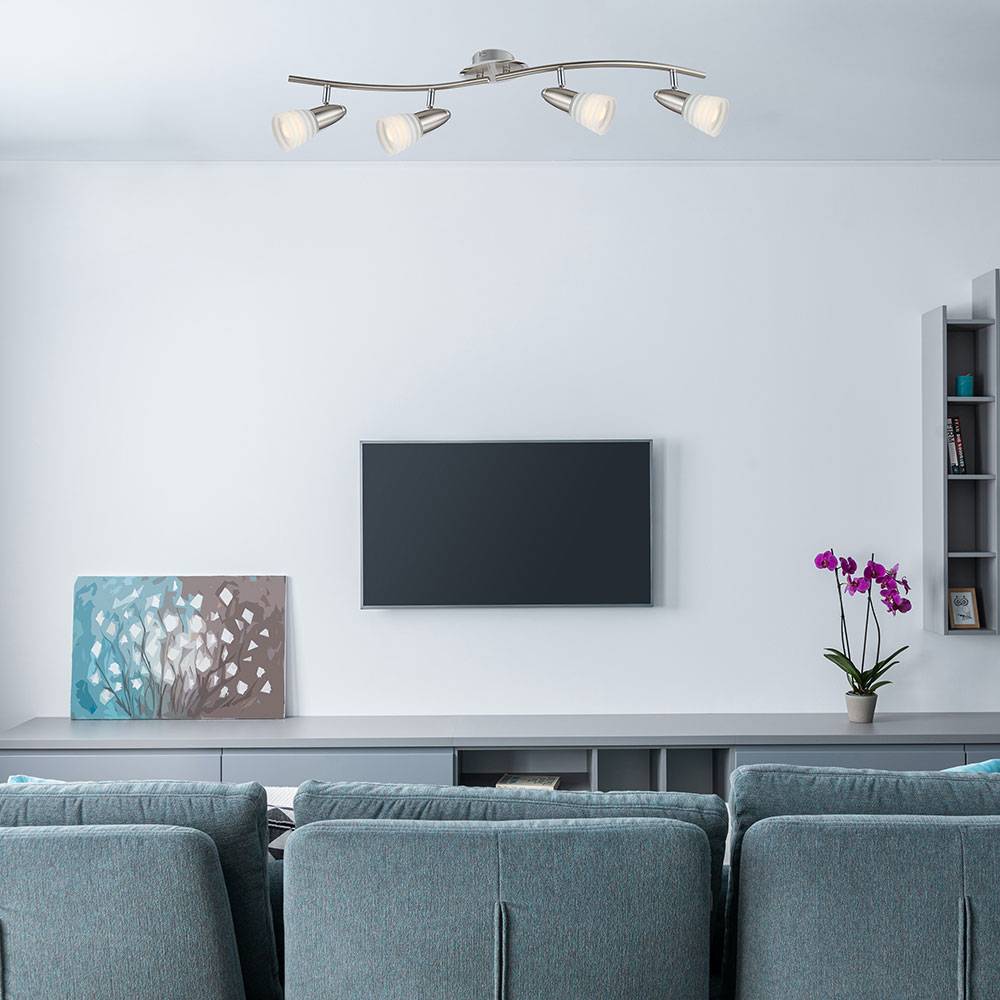 LED Decken Lampe Leuchte Nickel Matt Chrom Glas Spot Beweglich Schlaf Zimmer