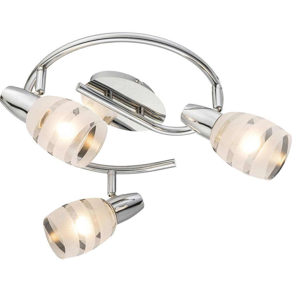 Decken Lampe Chrom Leuchte Glas Satiniert Streifen Schlaf Zimmer Beleuchtung