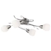 Deckenlampe Deckenleuchte Wohnzimmerlampe Spotlampe Spotleuchte, 4 Flammig, Dekorblätter Glas opal Chrom, E14 Fassungen, LxB 70x25cm Deckenlampe Deckenleuchte Wohnzimmerlampe Spotlampe Spotleuchte, 4 Flammig, Dekorblätter Glas opal Chrom, E14 Fassungen, LxB 70x25cm