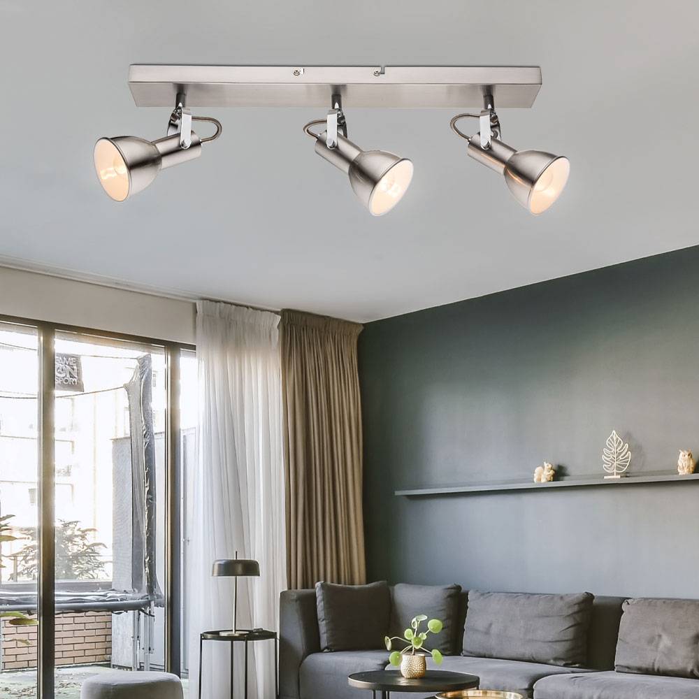 Eleganter 3er Deckenstrahler Deckenlampe Lampe Leuchte Nickel matt