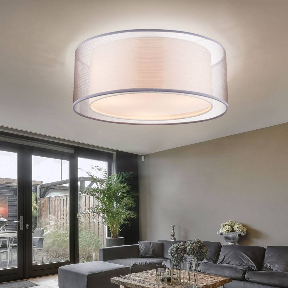 Design Decken Lampe Wohn Schlaf Zimmer Beleuchtung Textil Strahler Leuchte grau