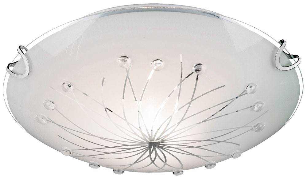 Decken Leuchte Wohn Schlaf Zimmer Lampe Chrom Dekor Linien Steine klar