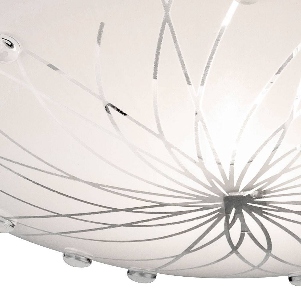 Decken Leuchte Wohn Schlaf Zimmer Lampe Chrom Dekor Linien Steine klar