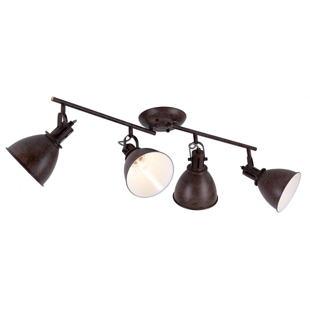 Deckenleuchte rost Deckenlampe Strahler schwenkbar Spotstrahler Wohnzimmerleuchten, Metall, 4x LED 3W 250Lm warmweiß, L 80 cm