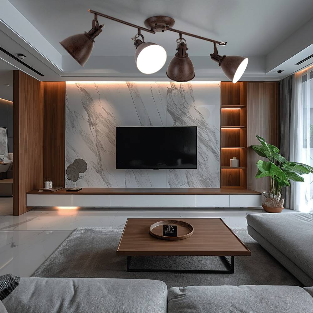 Deckenleuchte rost Deckenlampe Strahler schwenkbar Spotstrahler Wohnzimmerleuchten, Metall, 4x LED 3W 250Lm warmweiß, L 80 cm