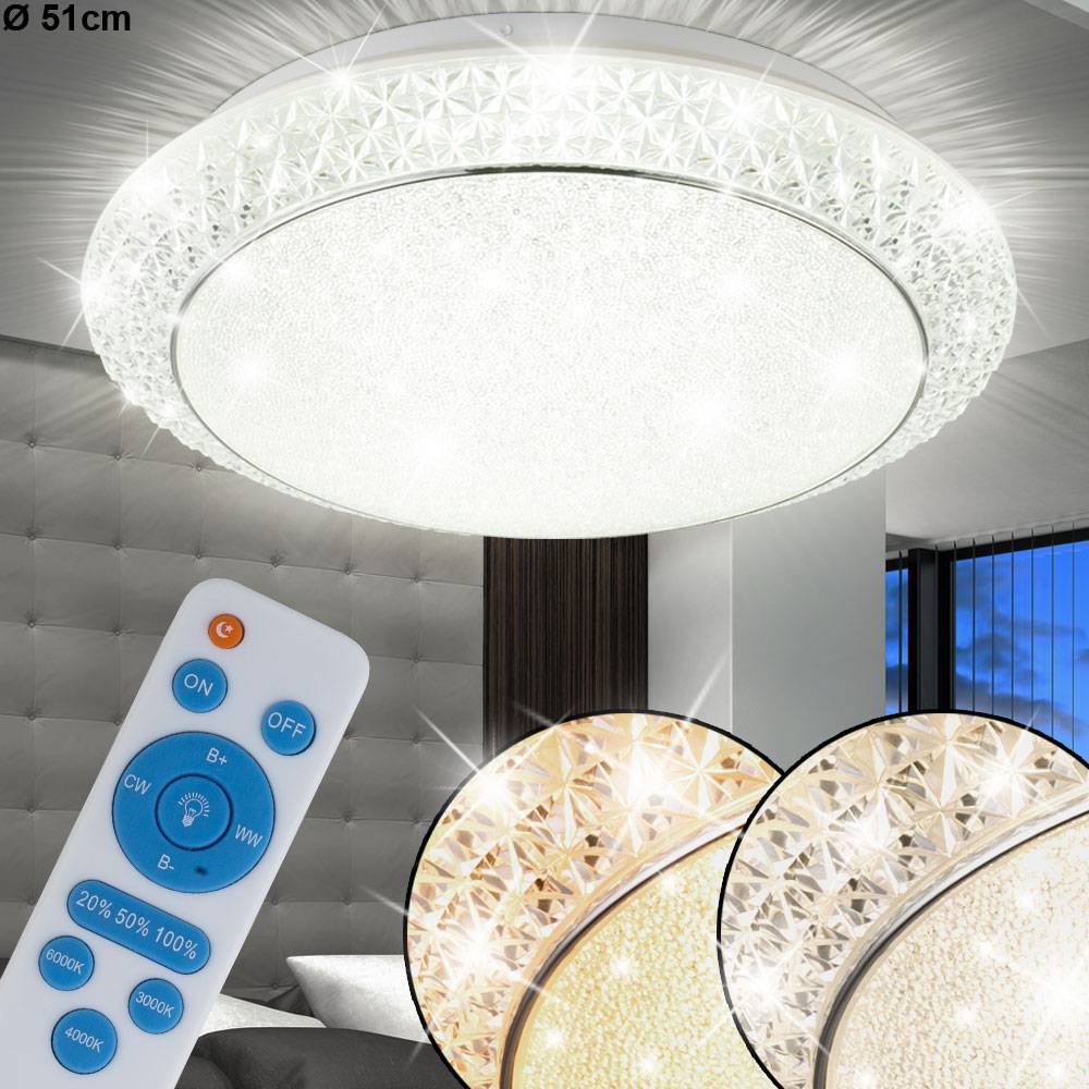 LED 40 W Decken Lampe Dielen Kristall Leuchte Dimmer CCT Steuerung FERNBEDIENUNG