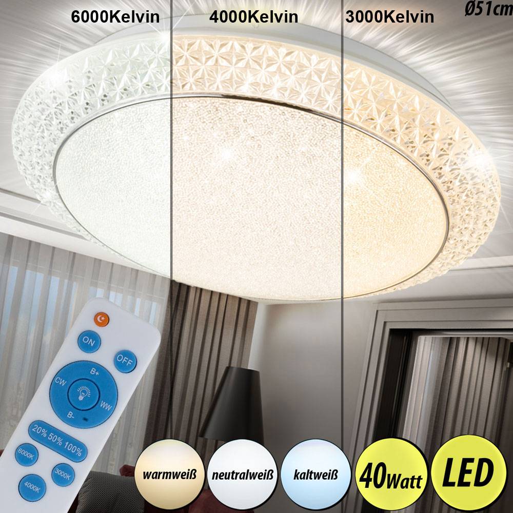 LED 40 W Decken Lampe Dielen Kristall Leuchte Dimmer CCT Steuerung FERNBEDIENUNG