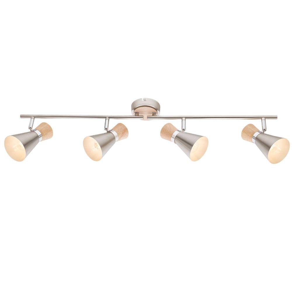 Chrom Decken Lampe Balken Strahler Wohn Arbeits Zimmer Holz Spot Leuchte verstellbar