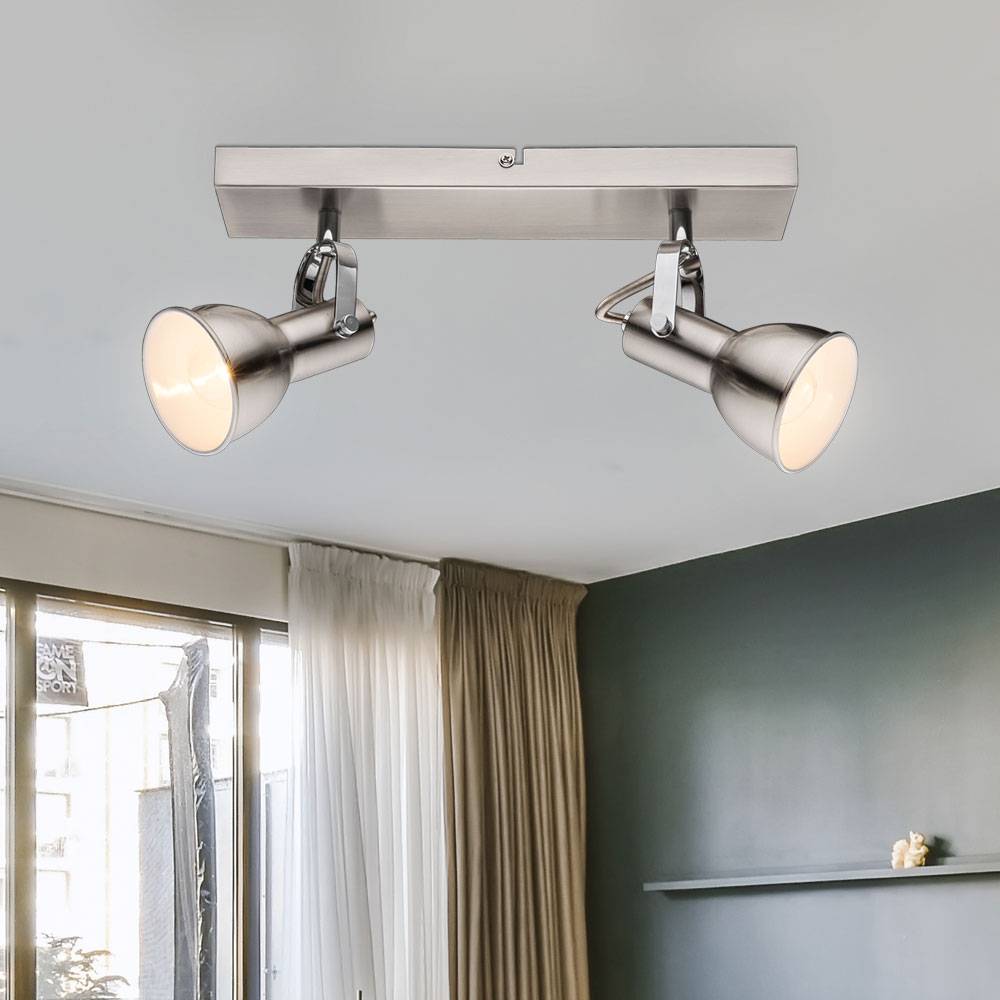 Decken Lampe Leuchte Spots Beweglich Metall Nickel Matt Weiß Wohn Schlaf Zimmer