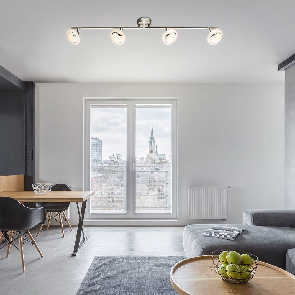 LED Decken Lampe Leuchte Beleuchtung Metall Nickel Matt Chrom Spots Beweglich