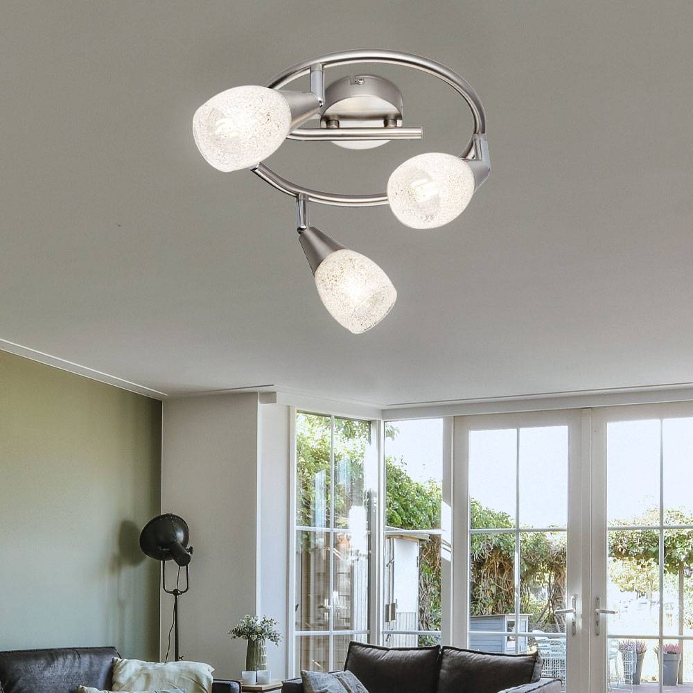Decken Spot Rondell Leuchte Wohn Gäste Zimmer Kristall Lampe silber schwenkbar