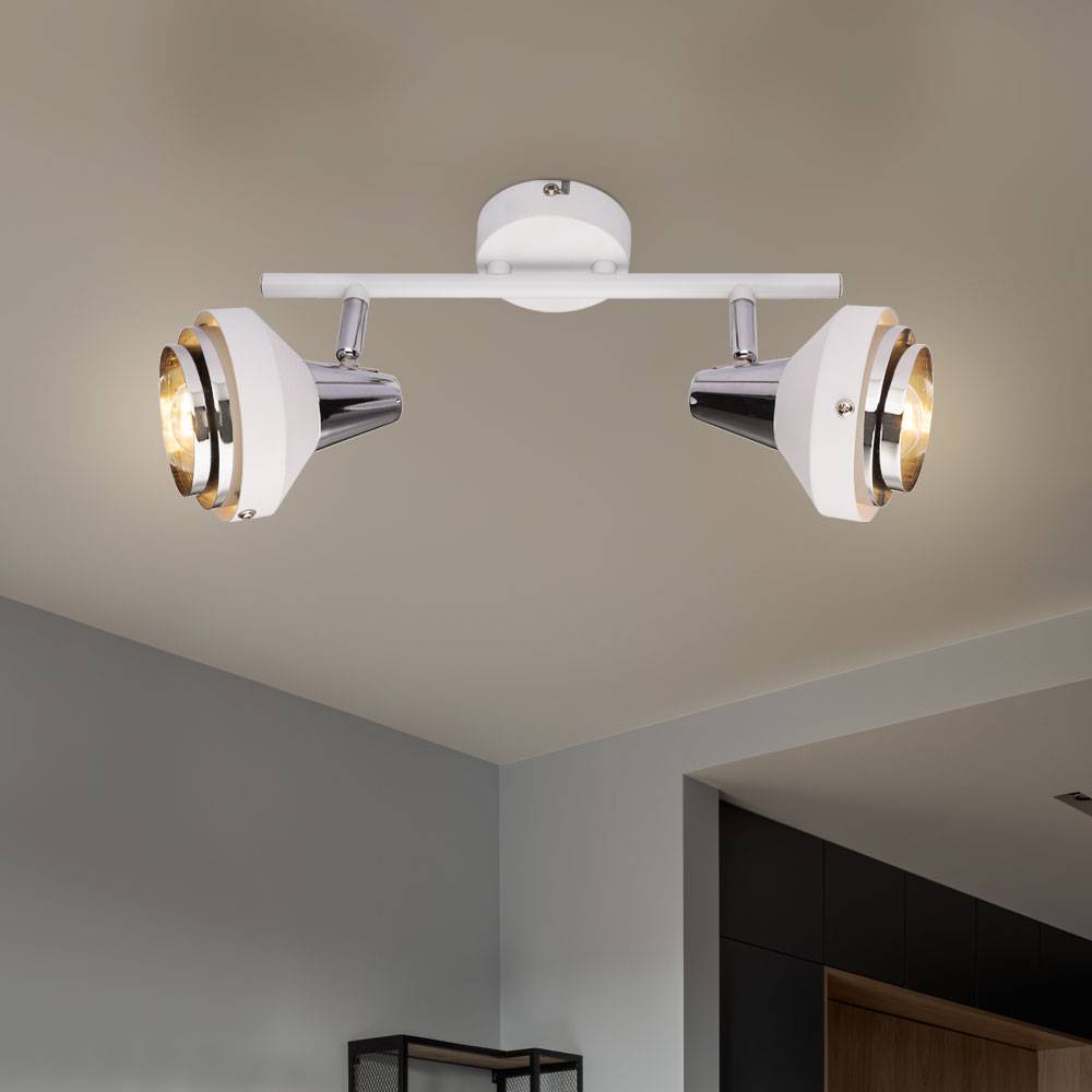 Decken Leuchte Chrom Spot Strahler verstellbar Wohn Zimmer Beleuchtung weiß Design Lampe