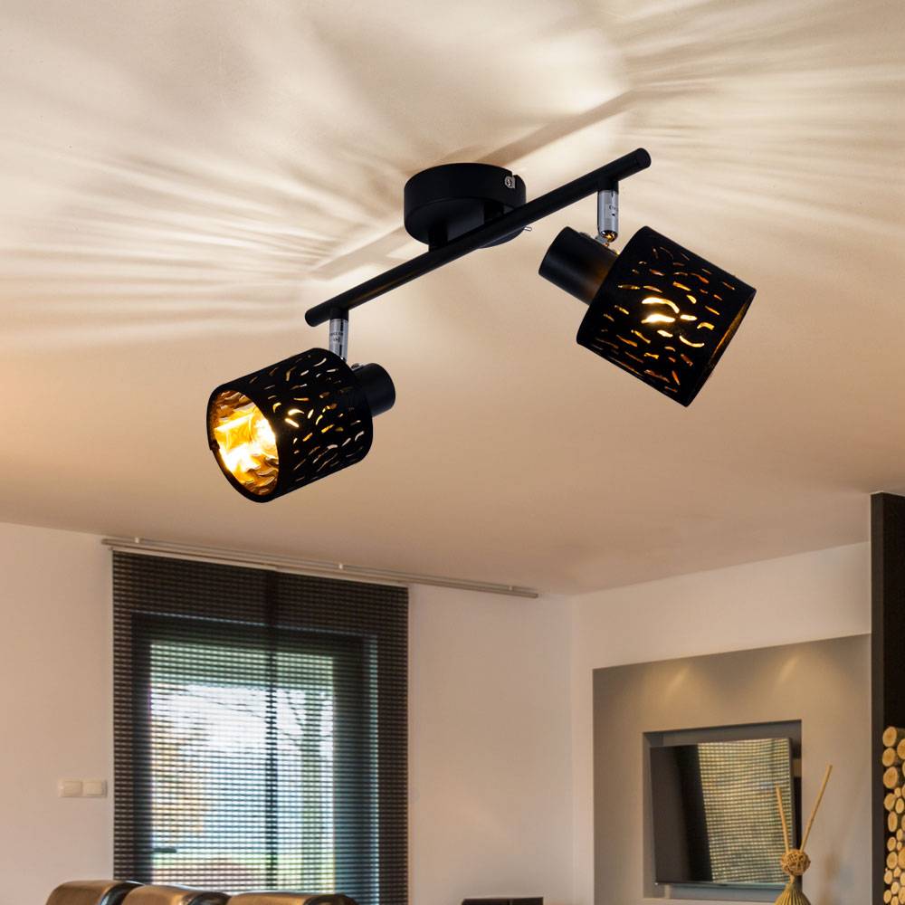 Decken Strahler Samt Leuchte schwarz gold Wohn Zimmer Spot Lampe verstellbar