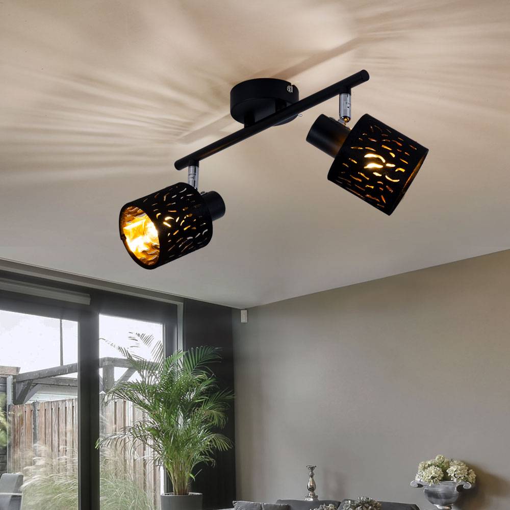 Decken Strahler Samt Leuchte schwarz gold Wohn Zimmer Spot Lampe verstellbar
