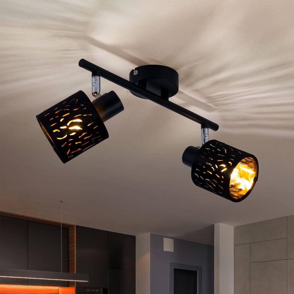 Decken Strahler Samt Leuchte schwarz gold Wohn Zimmer Spot Lampe verstellbar