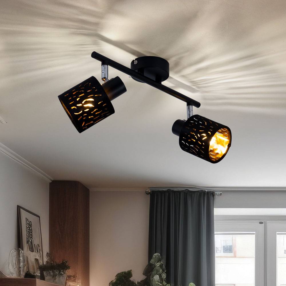 Decken Strahler Samt Leuchte schwarz gold Wohn Zimmer Spot Lampe verstellbar
