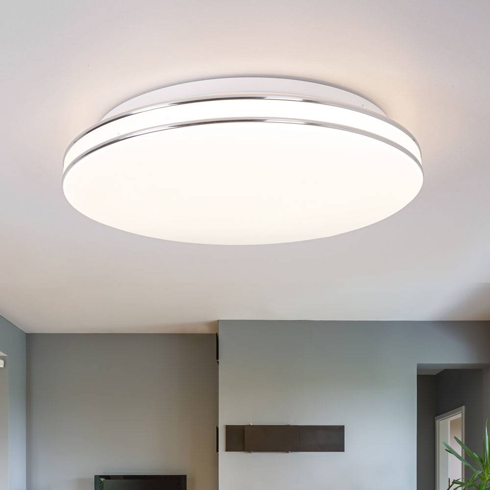 LED Design Decken Leuchte Wohn Schlaf Zimmer Beleuchtung Diele Lampe Chrom rund